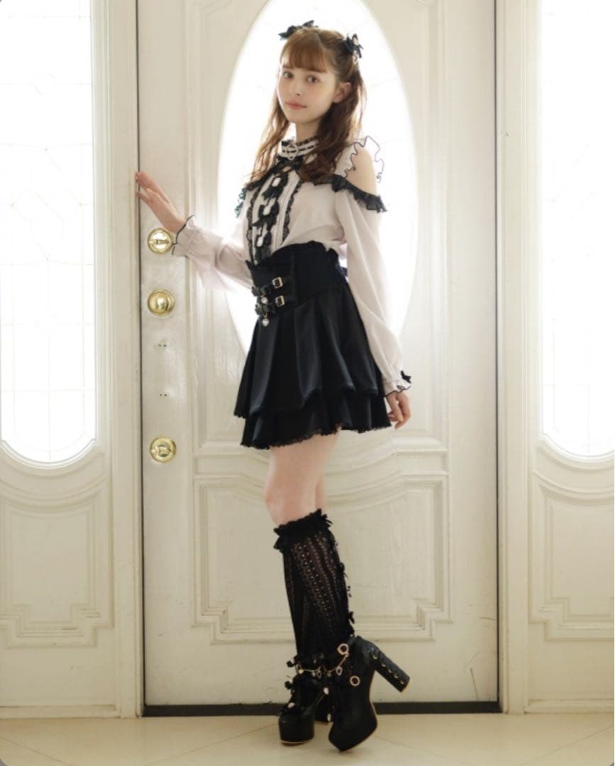 LIZLISA ２連リボンベルトスカパン Ｍ ブラック