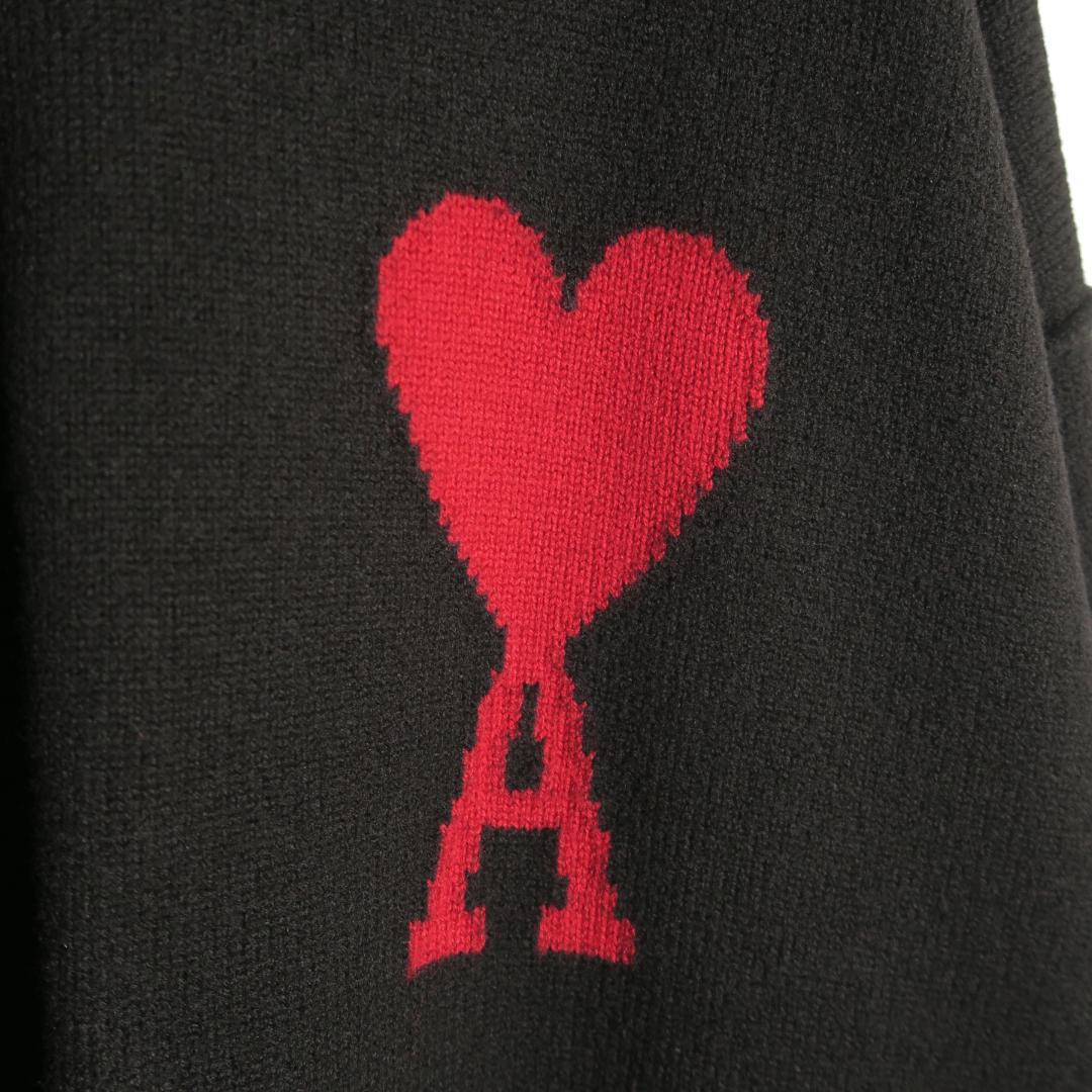 Ami Paris クルーネック ハートロゴ セーター XL ブラック ニット