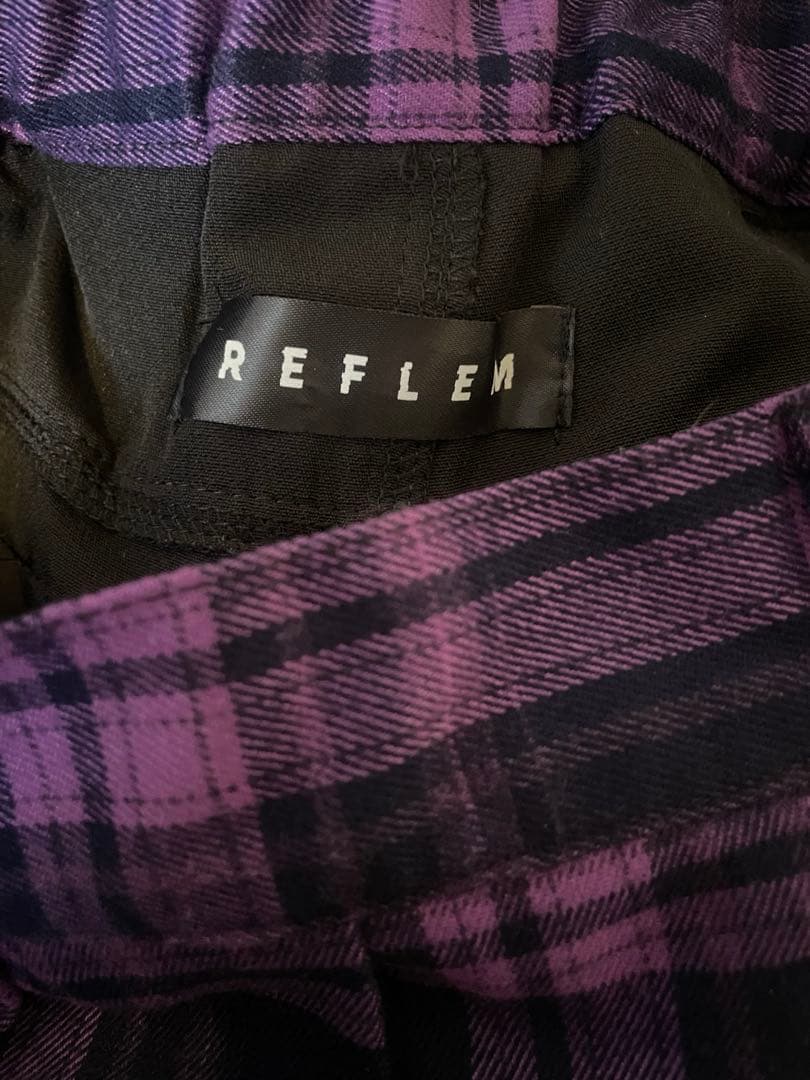 REFLEM レフレム レッグカバー 付き ミニスカート パープル チェック