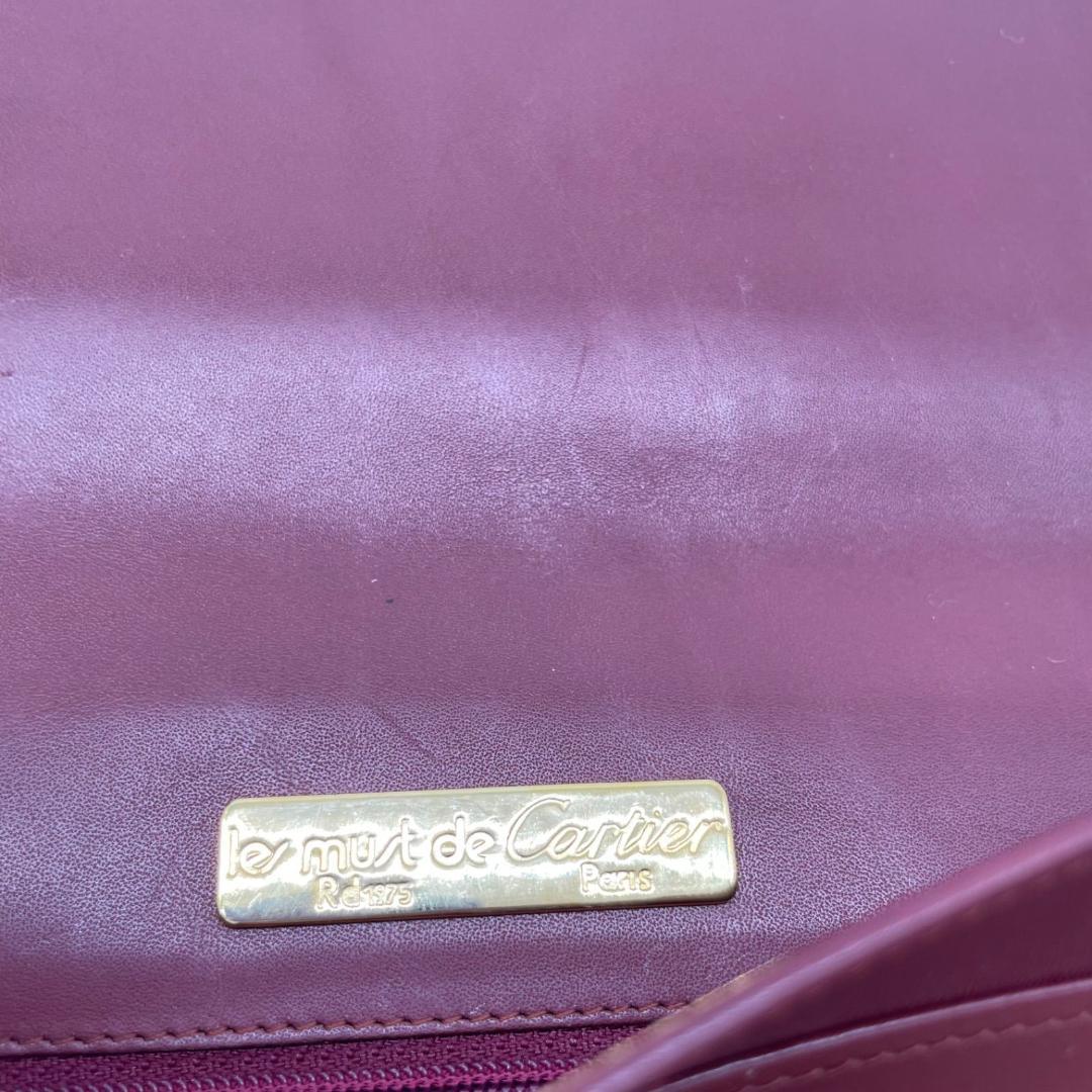 11493✨カルティエ クラッチバッグ マストライン レザー ボルドー