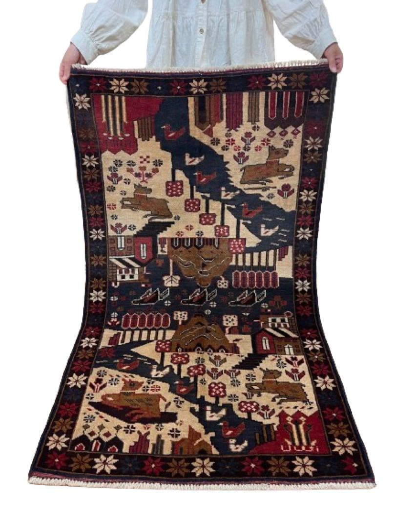 ペルシャ 手作りカシュカイヴィンテージラグ 83cm x 137cm