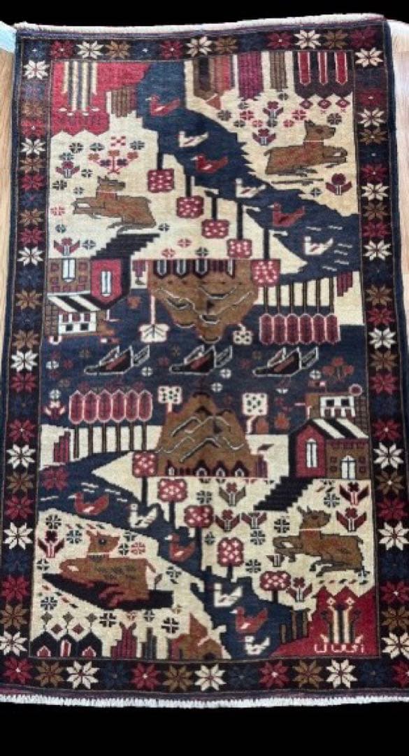 ペルシャ 手作りカシュカイヴィンテージラグ 83cm x 137cm