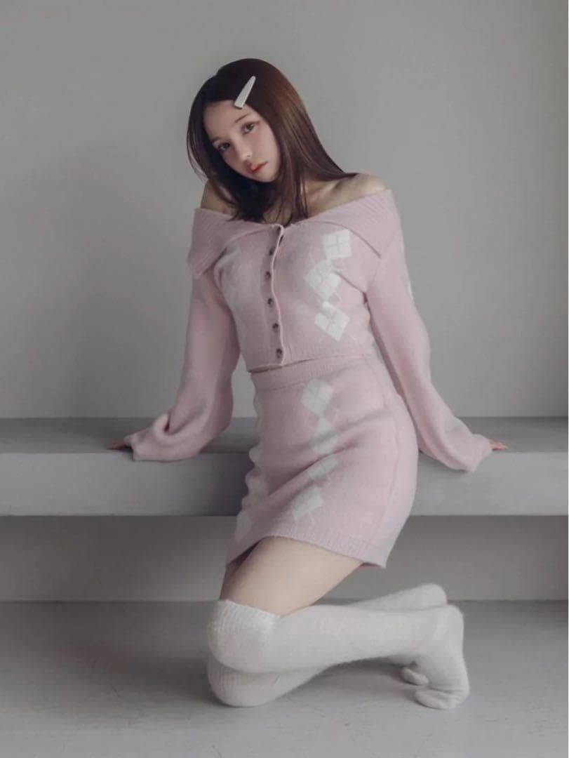 【andmary】 Dona argyle knit set up