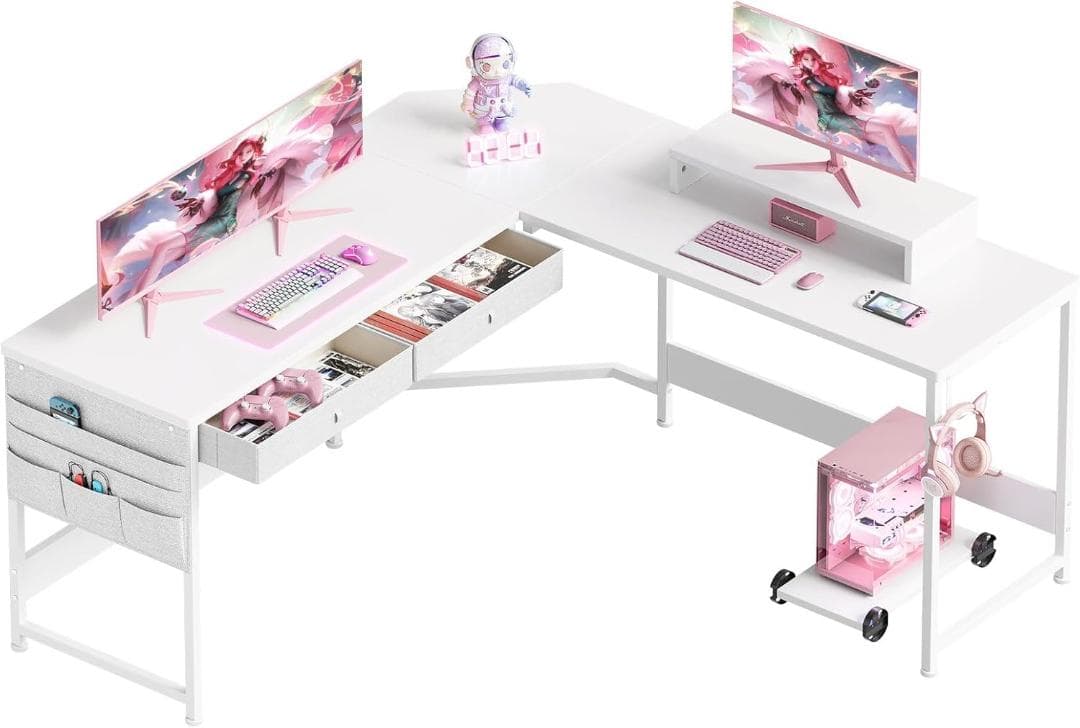 YeTom l字デスク机 pcデスク 作業机 ゲーミングデスク 収納