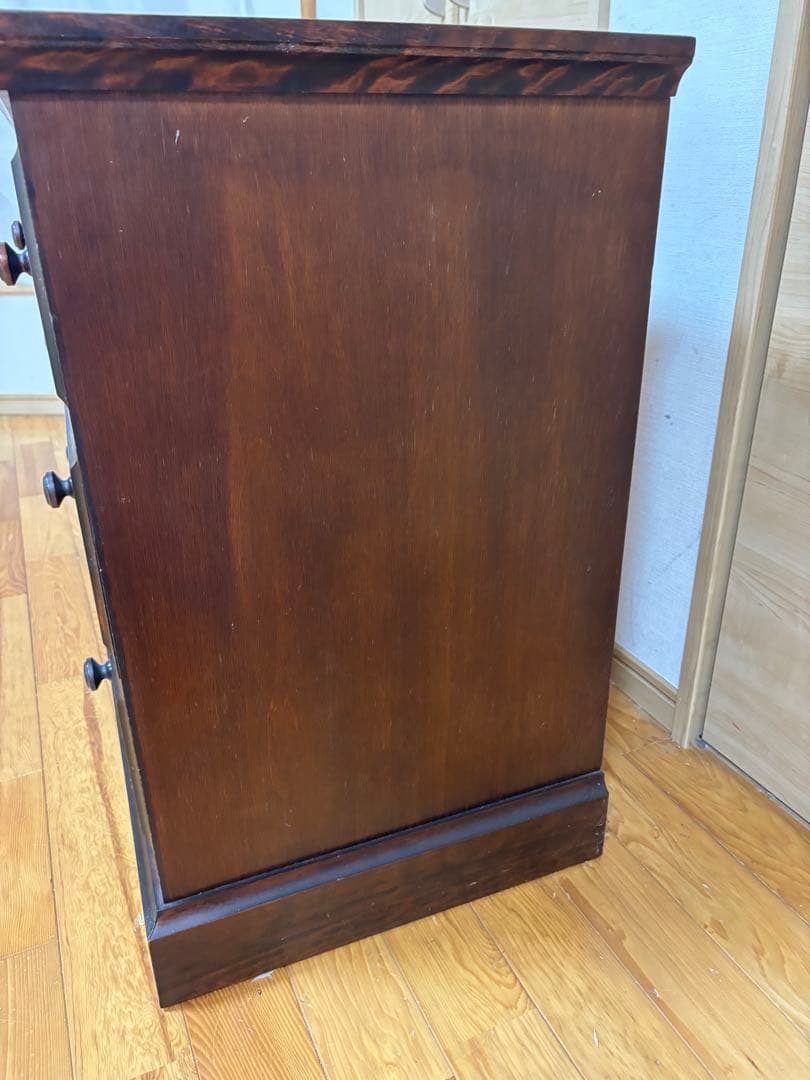 ダークブラウン 木製チェスト 5引き出し