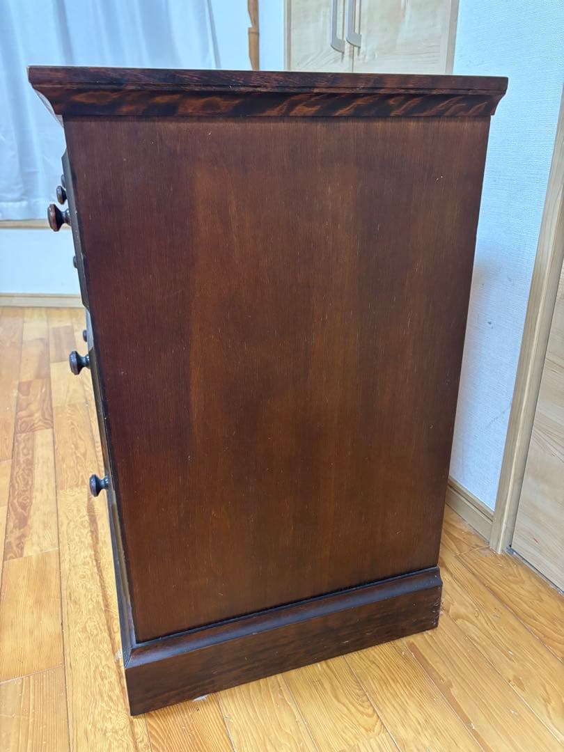 ダークブラウン 木製チェスト 5引き出し