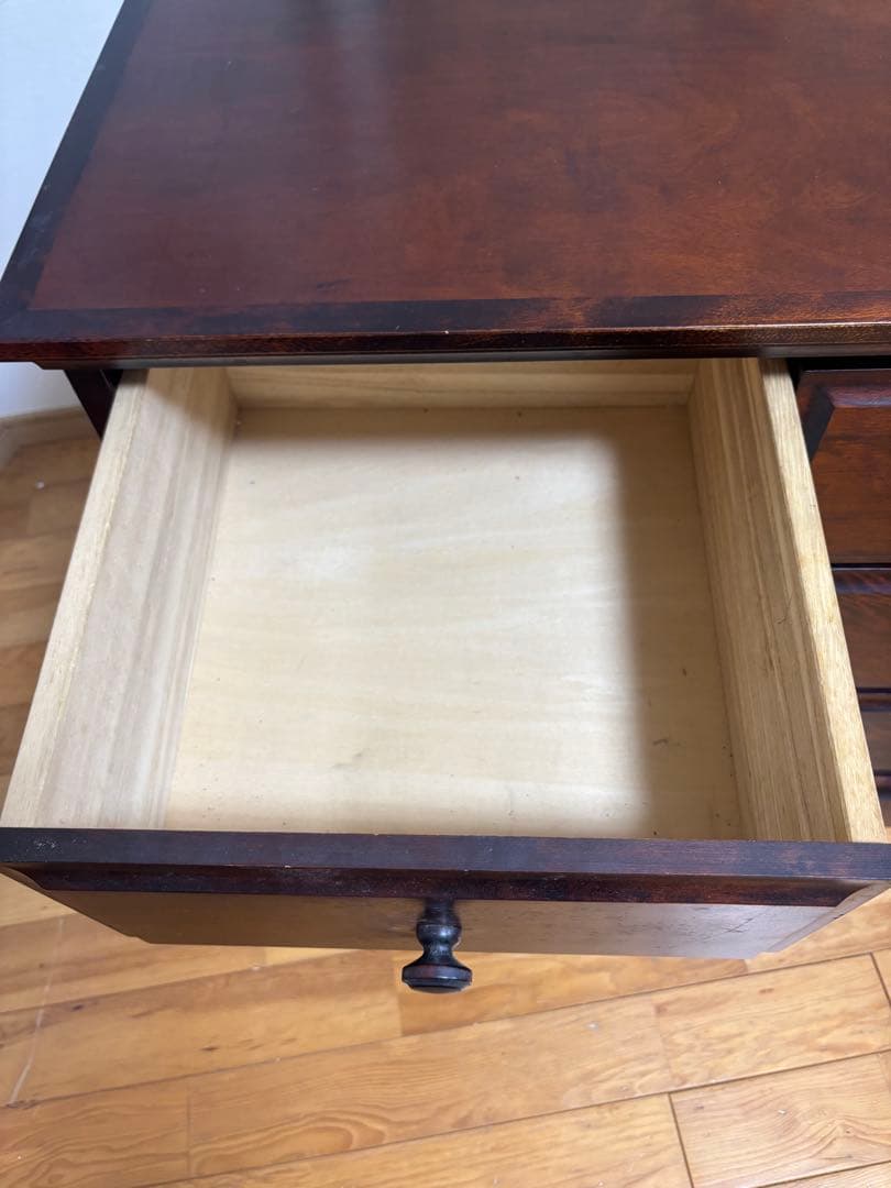 ダークブラウン 木製チェスト 5引き出し