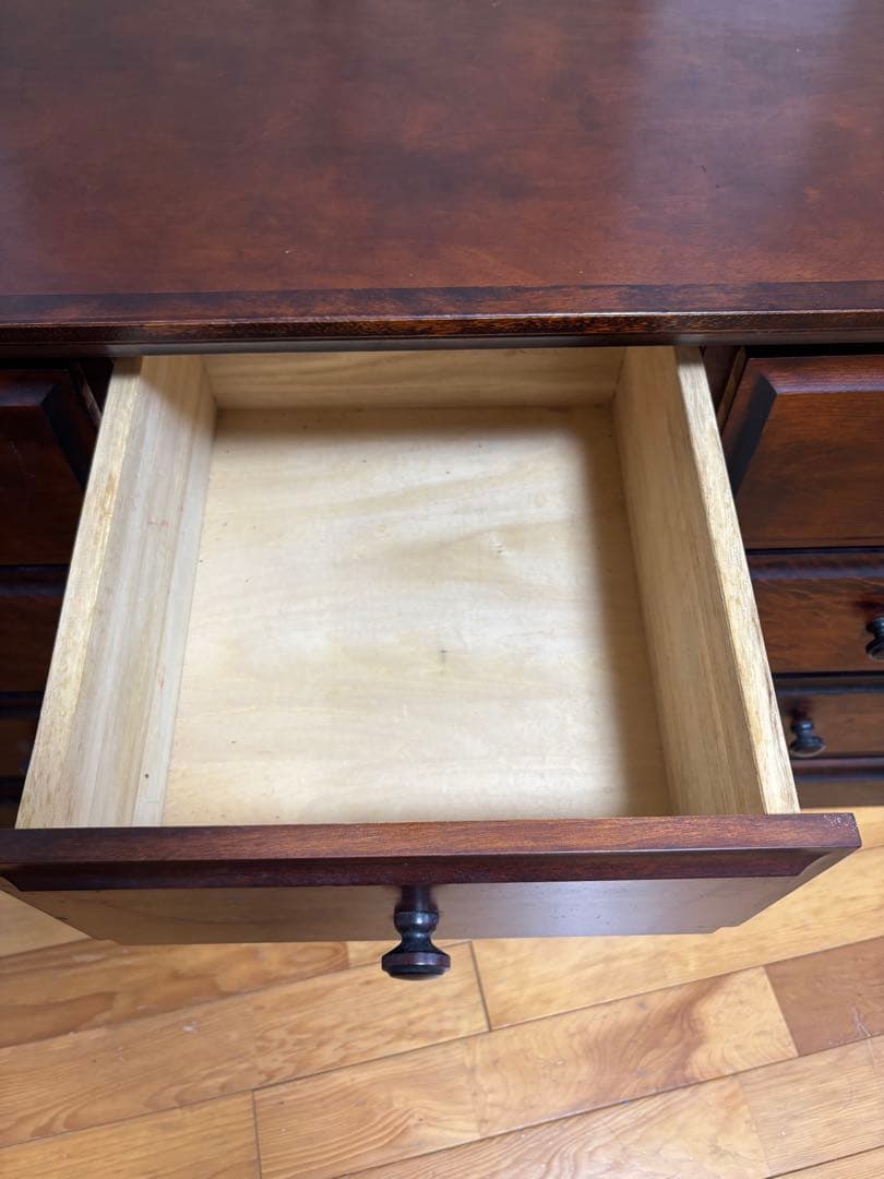 ダークブラウン 木製チェスト 5引き出し