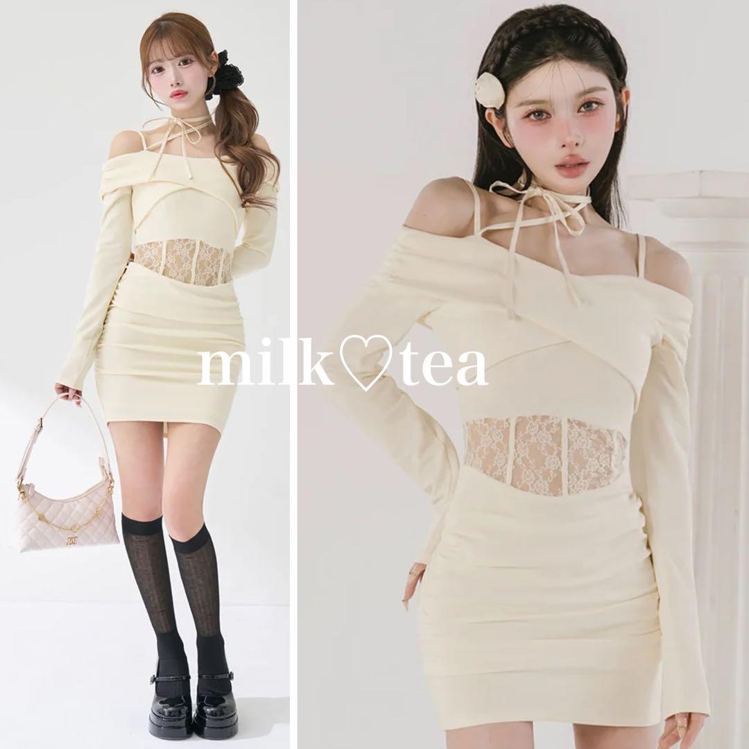 新品タグ付 ダーリッチ コルセットレースカットミニワンピース アイボリー フリー