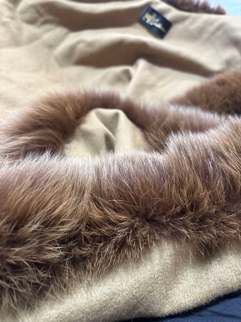 高級 美品✨上質カシミヤ×フォックス ショール ポンチョ ブラウン