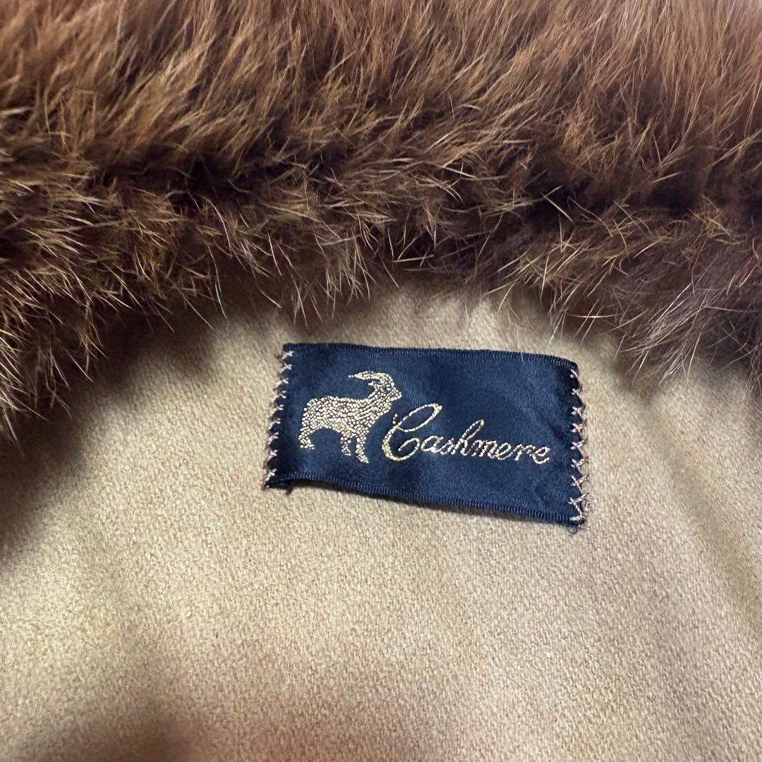 高級 美品✨上質カシミヤ×フォックス ショール ポンチョ ブラウン