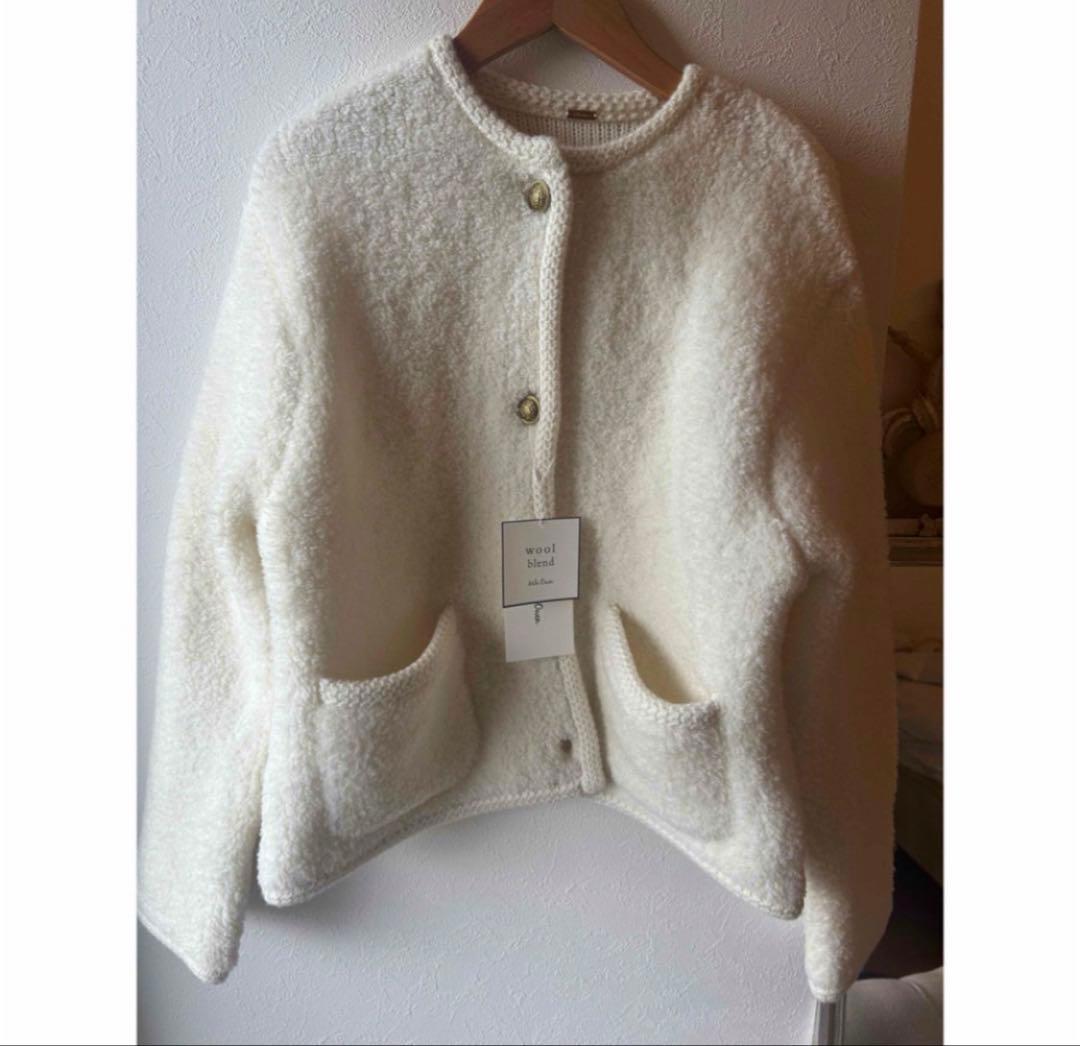 ［Aw］金釦ムートンライクボアニットカーディガン ミラオーウェン