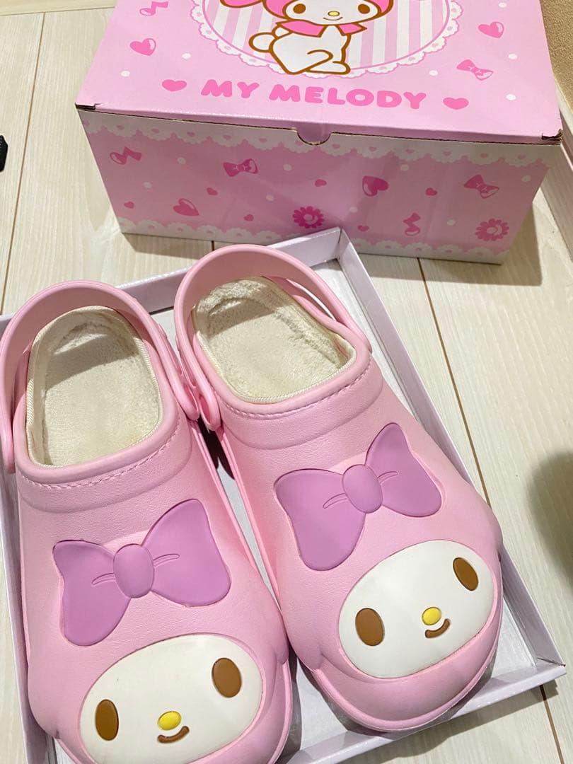 マイメロディ スリッパ サンダル　クロックス　 ボア付き　箱付き