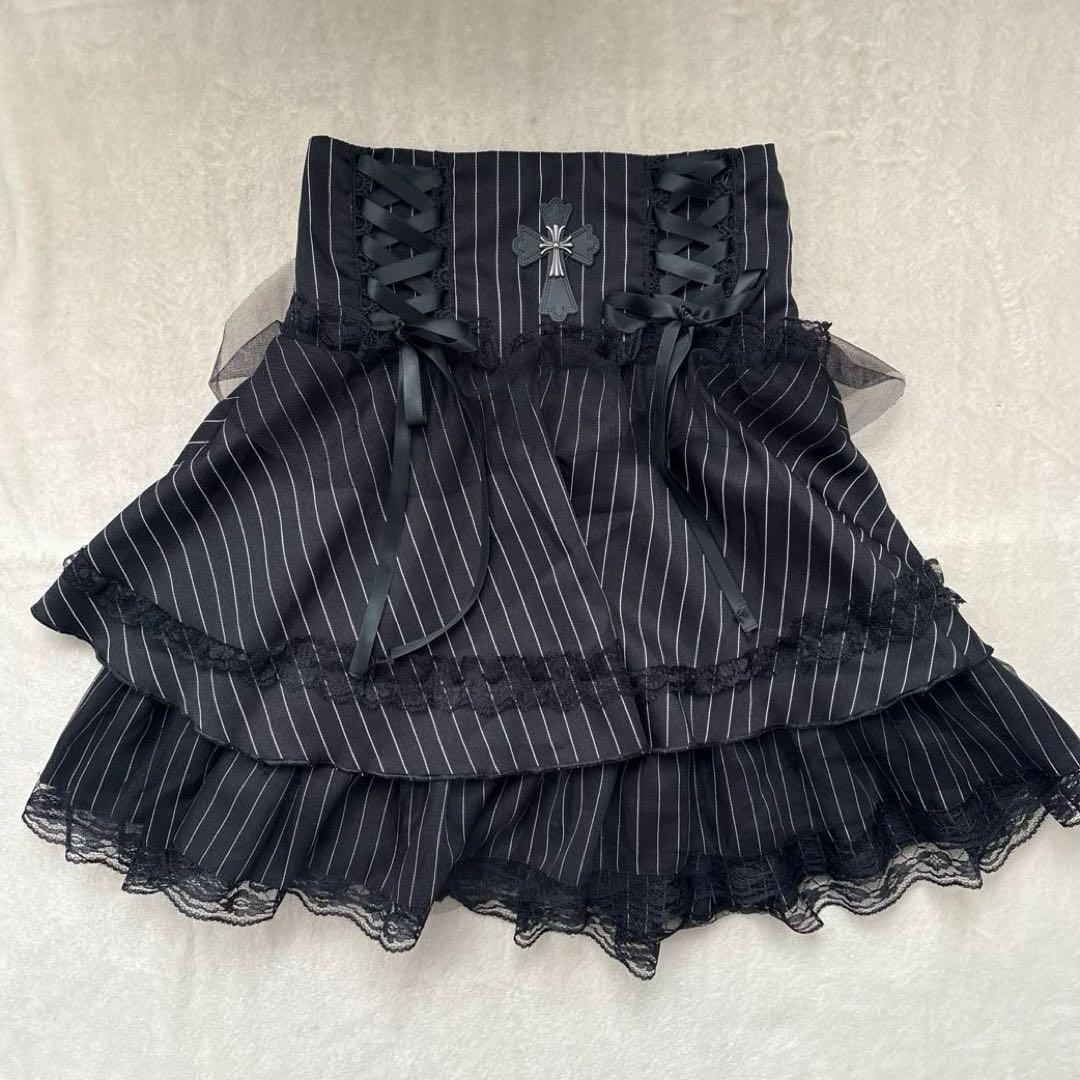 地雷 マーズ リボン ブラウス 十字架 ティアード スカート セットアップ ❤︎