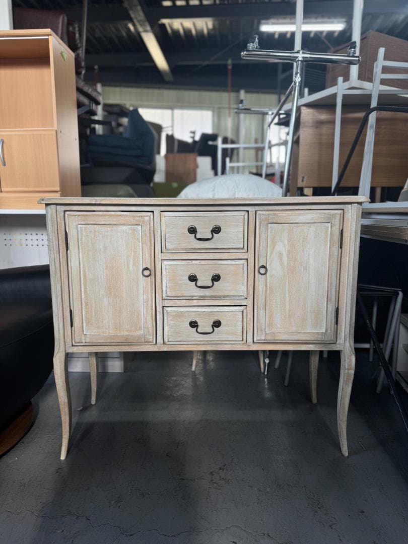 【moco】ナチュラル木製キャビネット 3引き出し 2扉 173