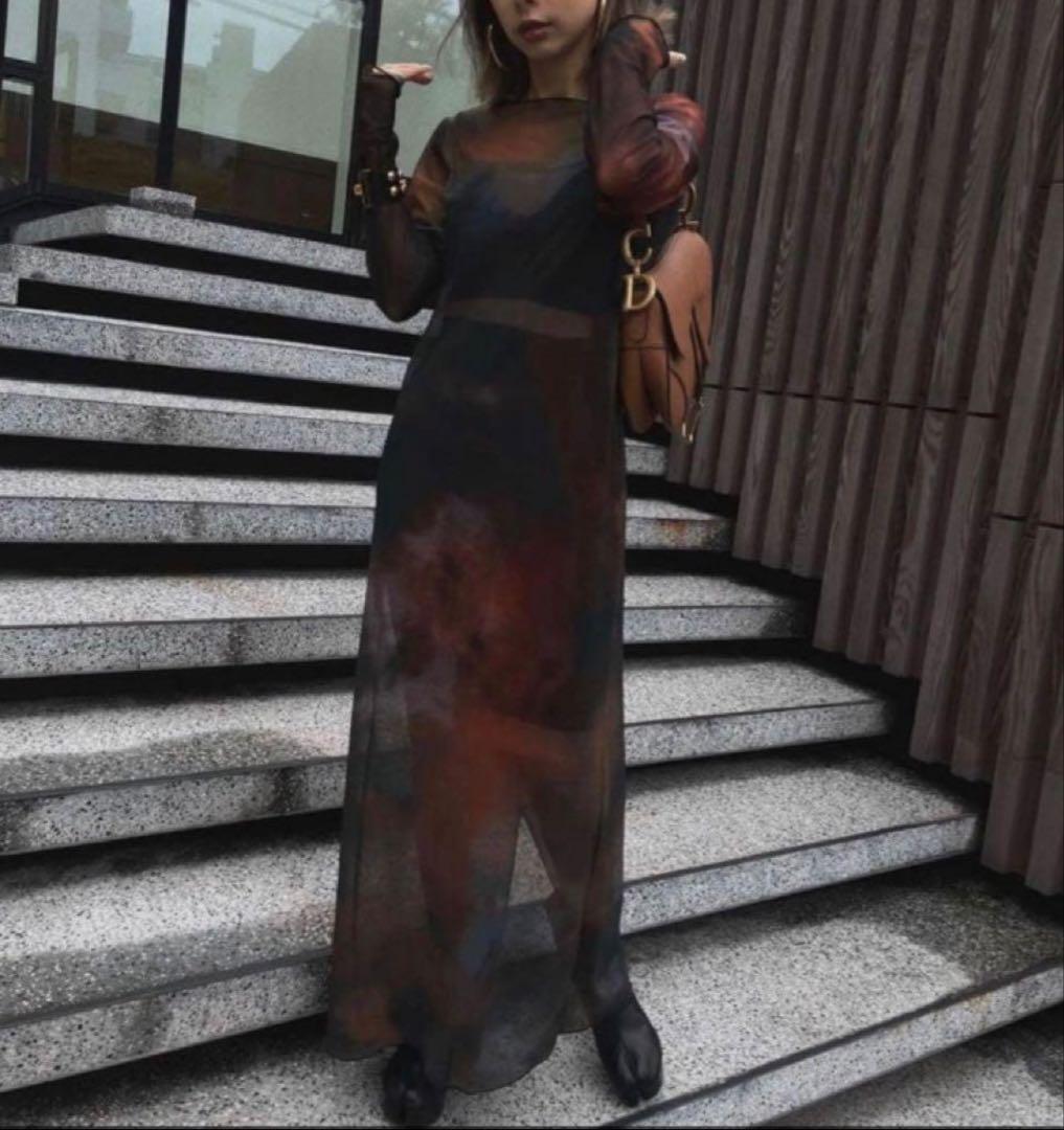 ワンピース Ameri MIRANDA TAIDAI SHEER LONG TOP