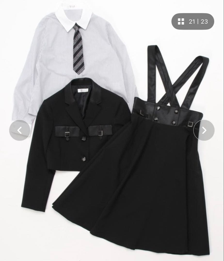 ELLE en noir ブラックショートジャケットハイウエストスカートスーツ