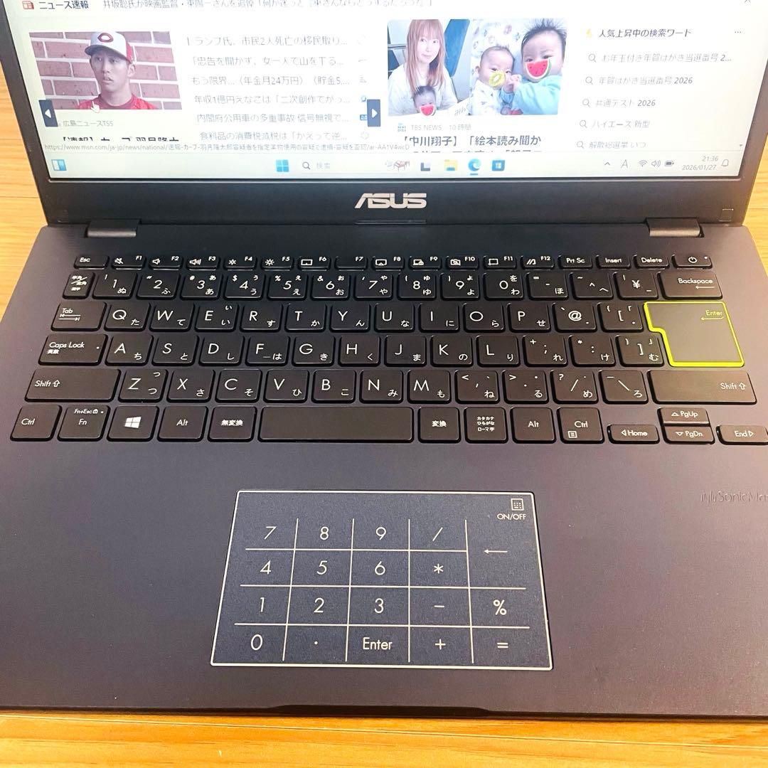 2022モデル薄型ASUSノートパソコンSSDwin11オフィスカメラ