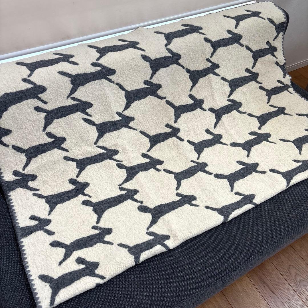 【レア】ミナペルホネン ブランケット run run run うさぎ 毛布 L