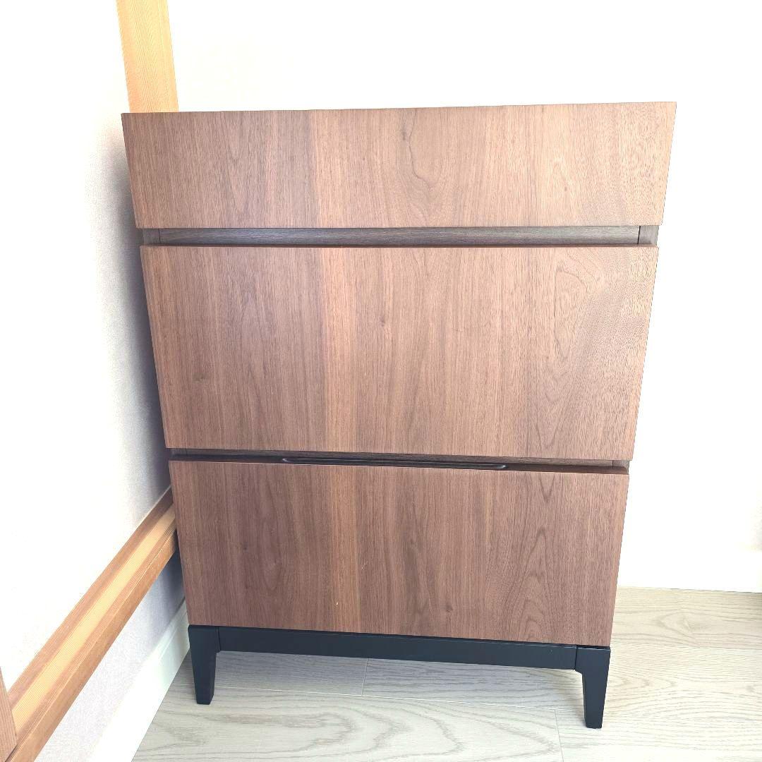 エルヴェ ブラウン 浅引き出し3段チェスト