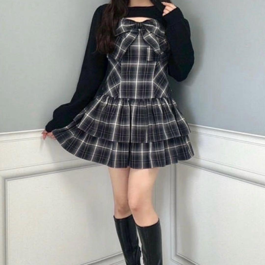 evelyn リボンボレロワンピース ブラック