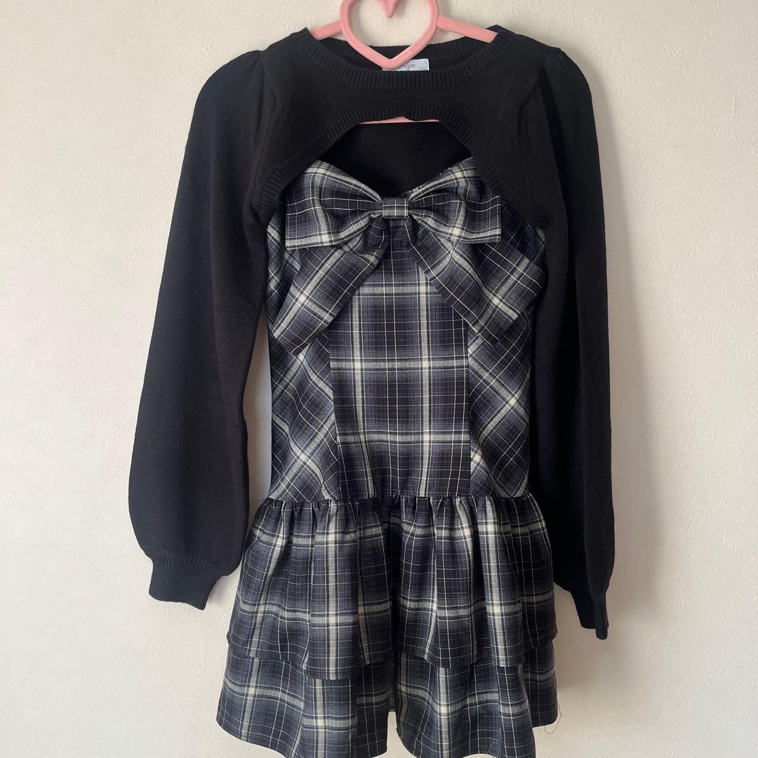 evelyn リボンボレロワンピース ブラック