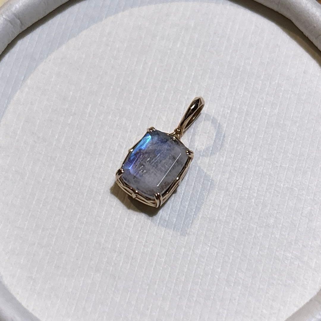 agete★K10アンバー&ラブラドライト★リバーシブルネックレスチャーム★