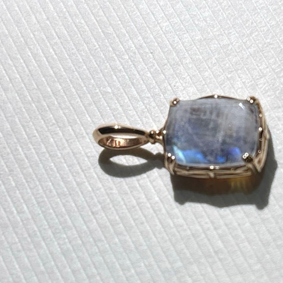 agete★K10アンバー&ラブラドライト★リバーシブルネックレスチャーム★