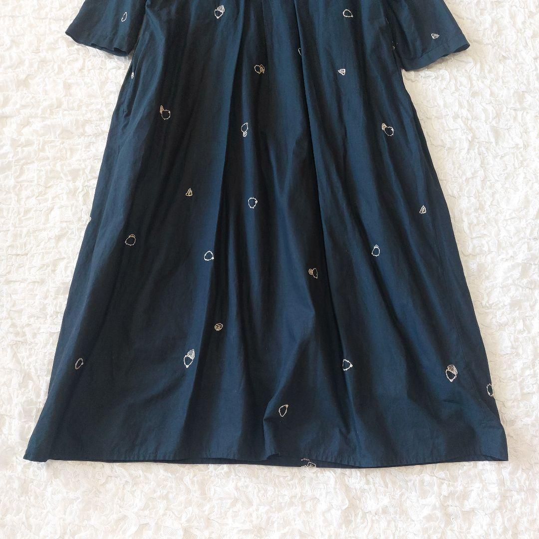 nume ヌメ パラスパレス 総柄 刺繍 ロングワンピース Vネック 七分袖