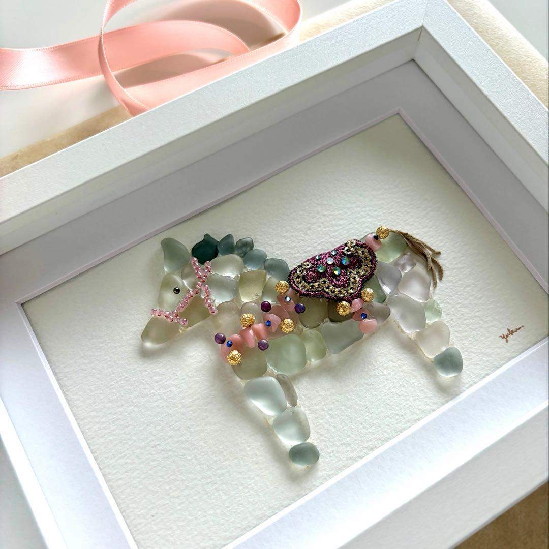 ダーラナホース〜グレー〜　シーグラスアート／馬