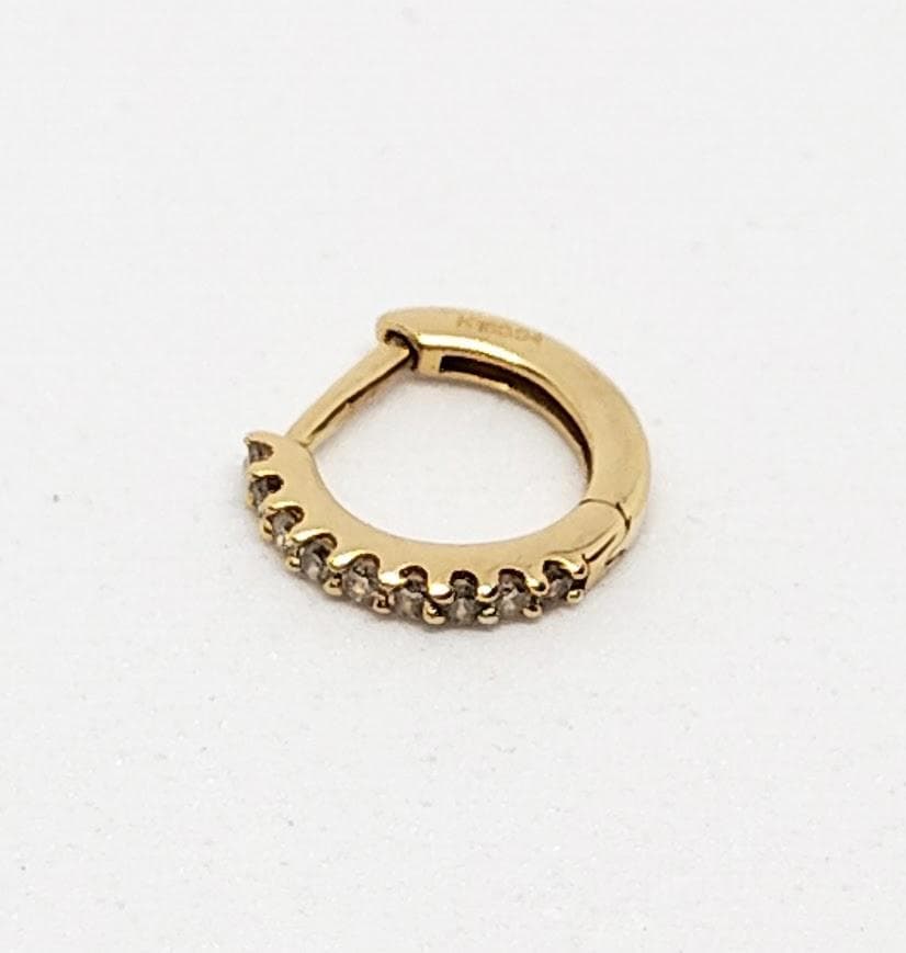 K18YG 18金 ダイヤ 0.04ct イエローゴールド フープ ピアス 片耳