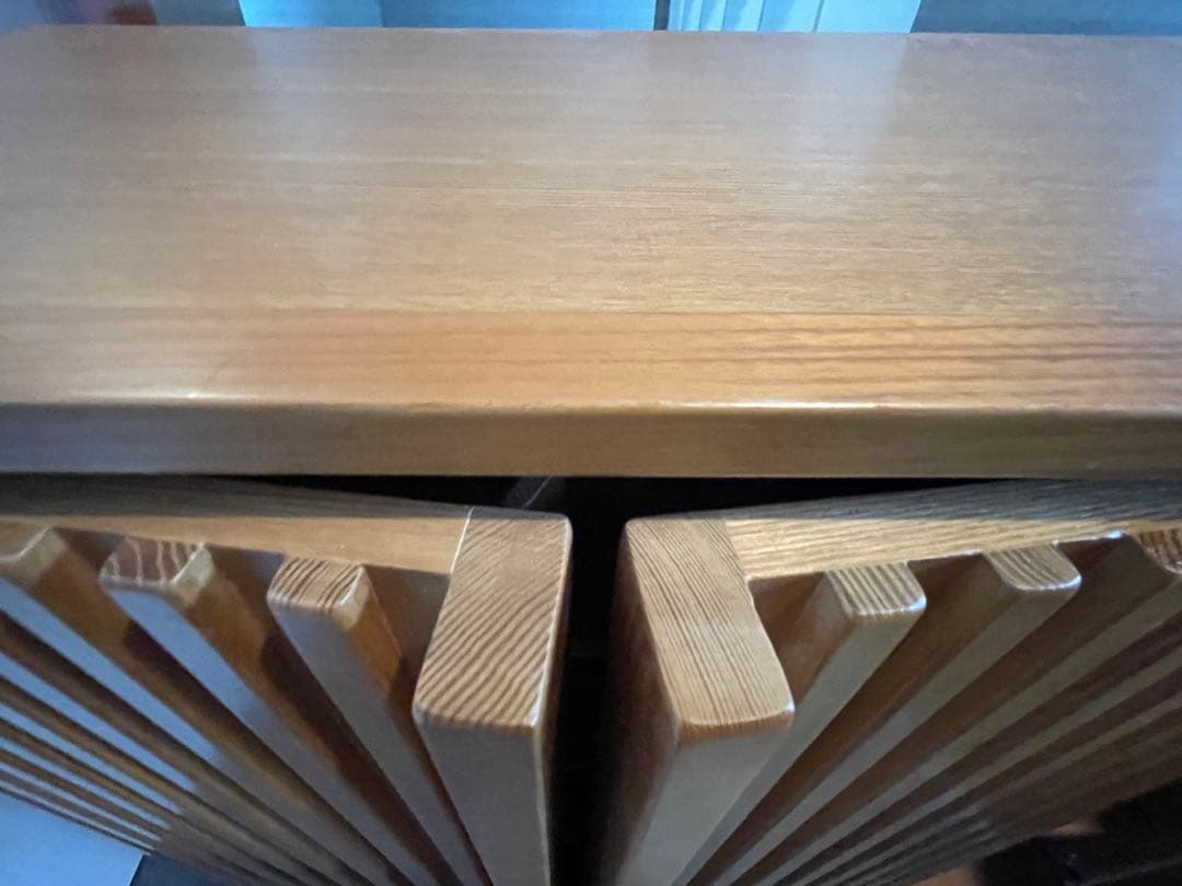 iwa-chan　■天然木 縦格子キャビネット/サイドボード W89cm■