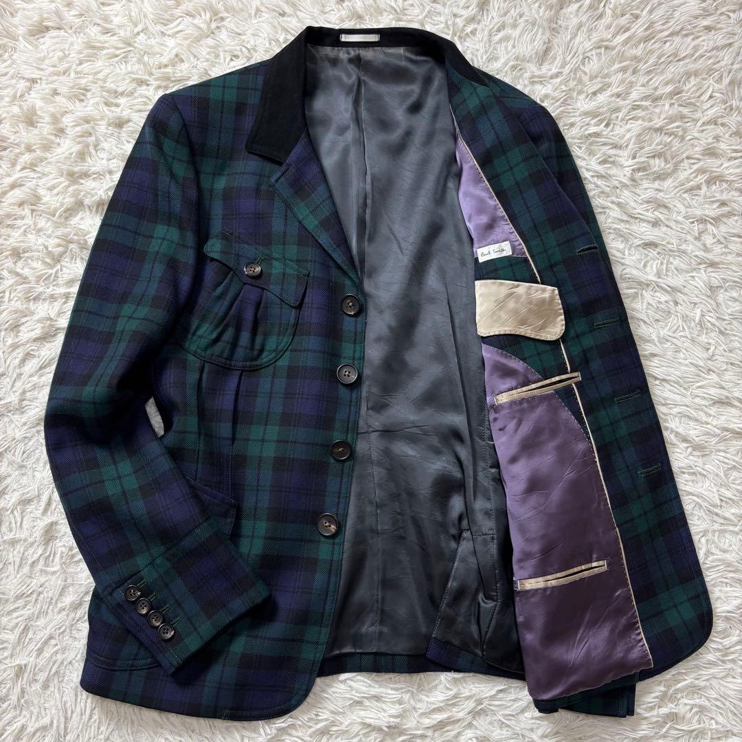 美品 ポールスミス テーラードジャケット ブラックウォッチ チェック柄 M