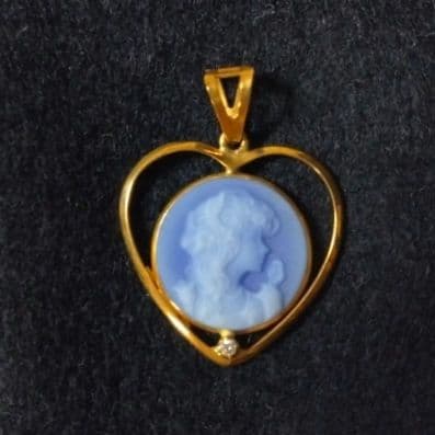 CAMEO ／カメオハート型 ペンダントトップK18刻印／ イタリア製／未使用