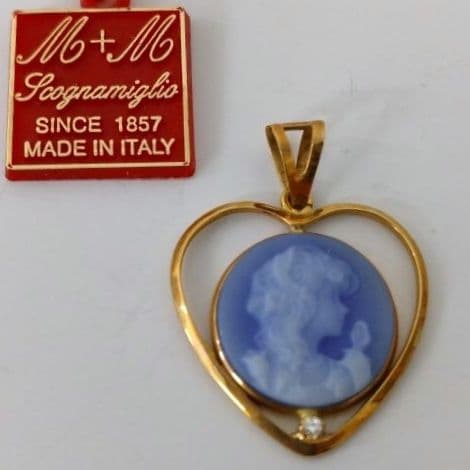 CAMEO ／カメオハート型 ペンダントトップK18刻印／ イタリア製／未使用