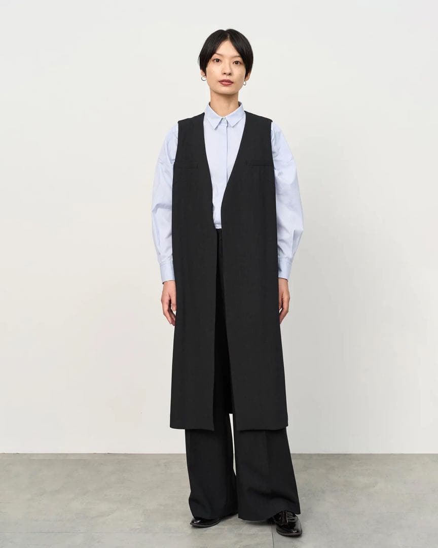 美品✨SOEJU ソージュ ウールライクロングジレ チャコール 完売品　Fサイズ