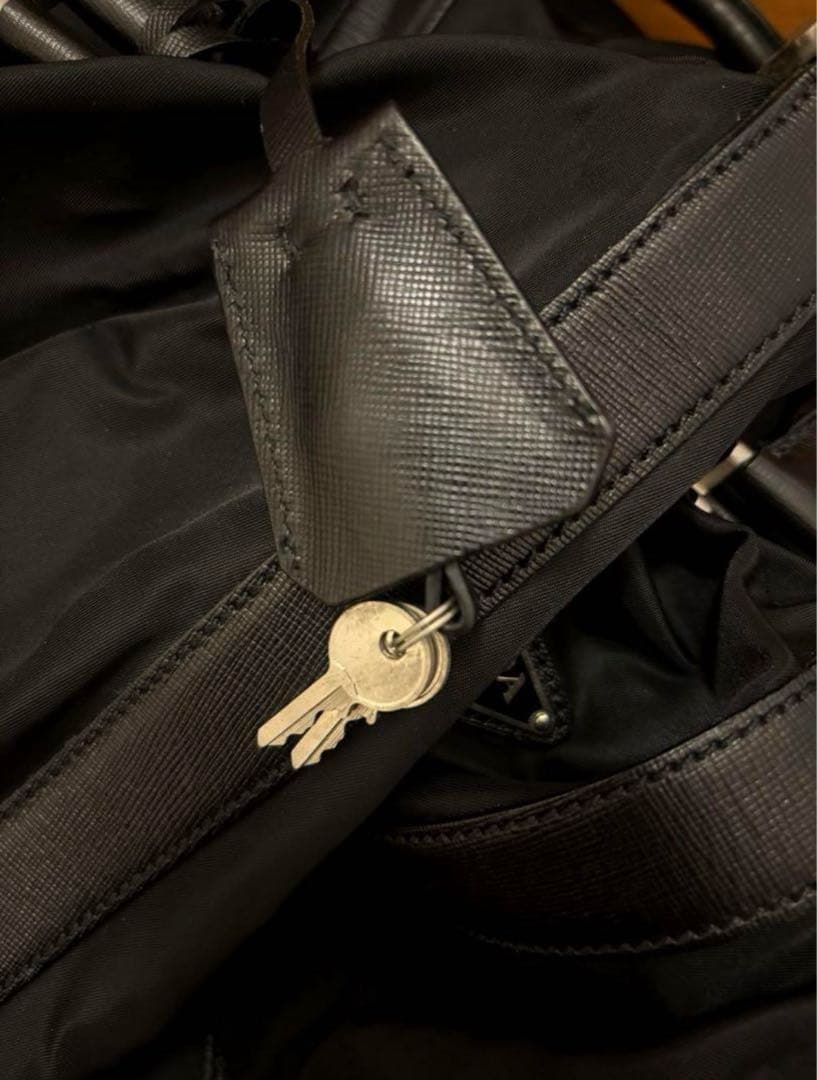 【美品】PRADA プラダ ボストンバッグ ナイロン×サフィアーノ