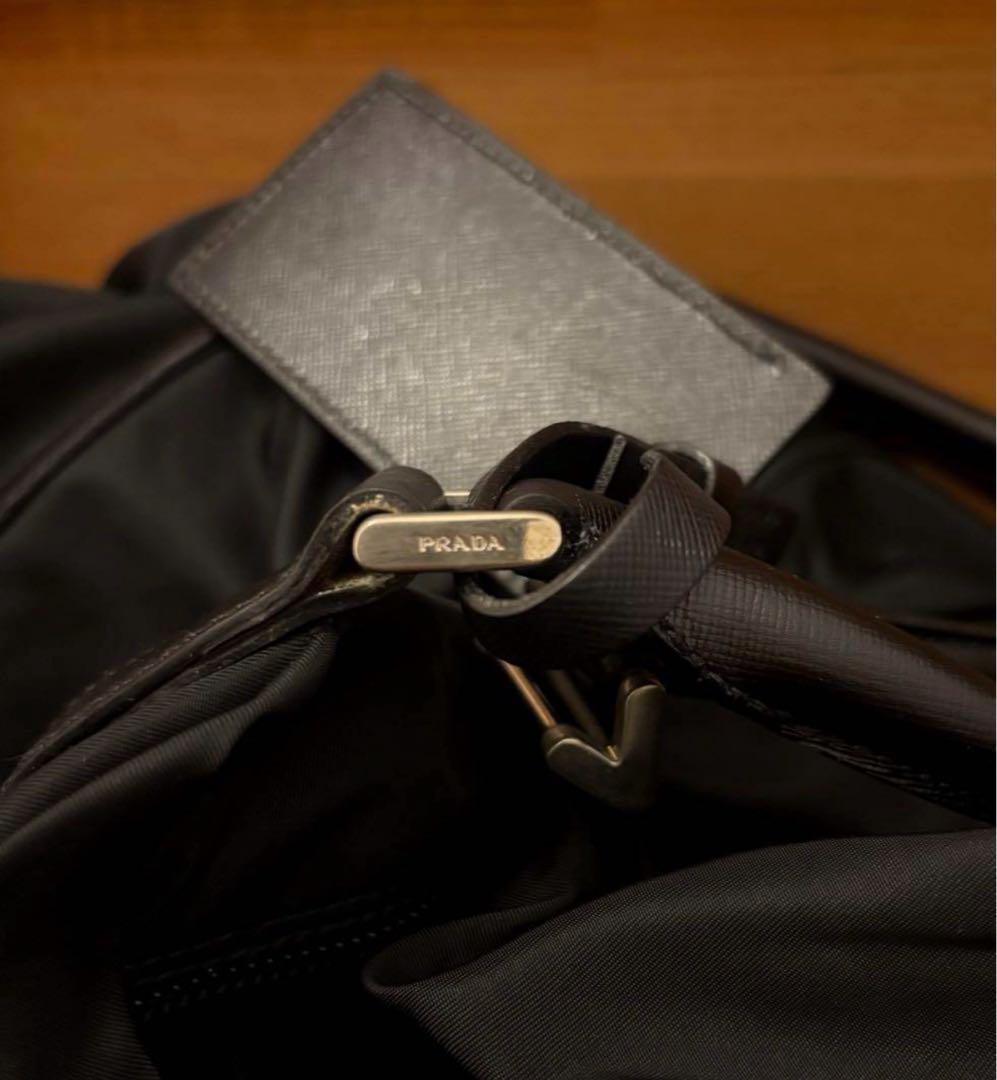 【美品】PRADA プラダ ボストンバッグ ナイロン×サフィアーノ