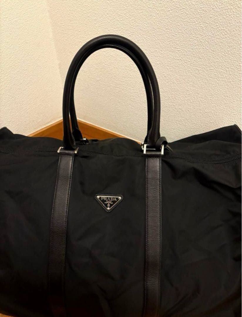 【美品】PRADA プラダ ボストンバッグ ナイロン×サフィアーノ