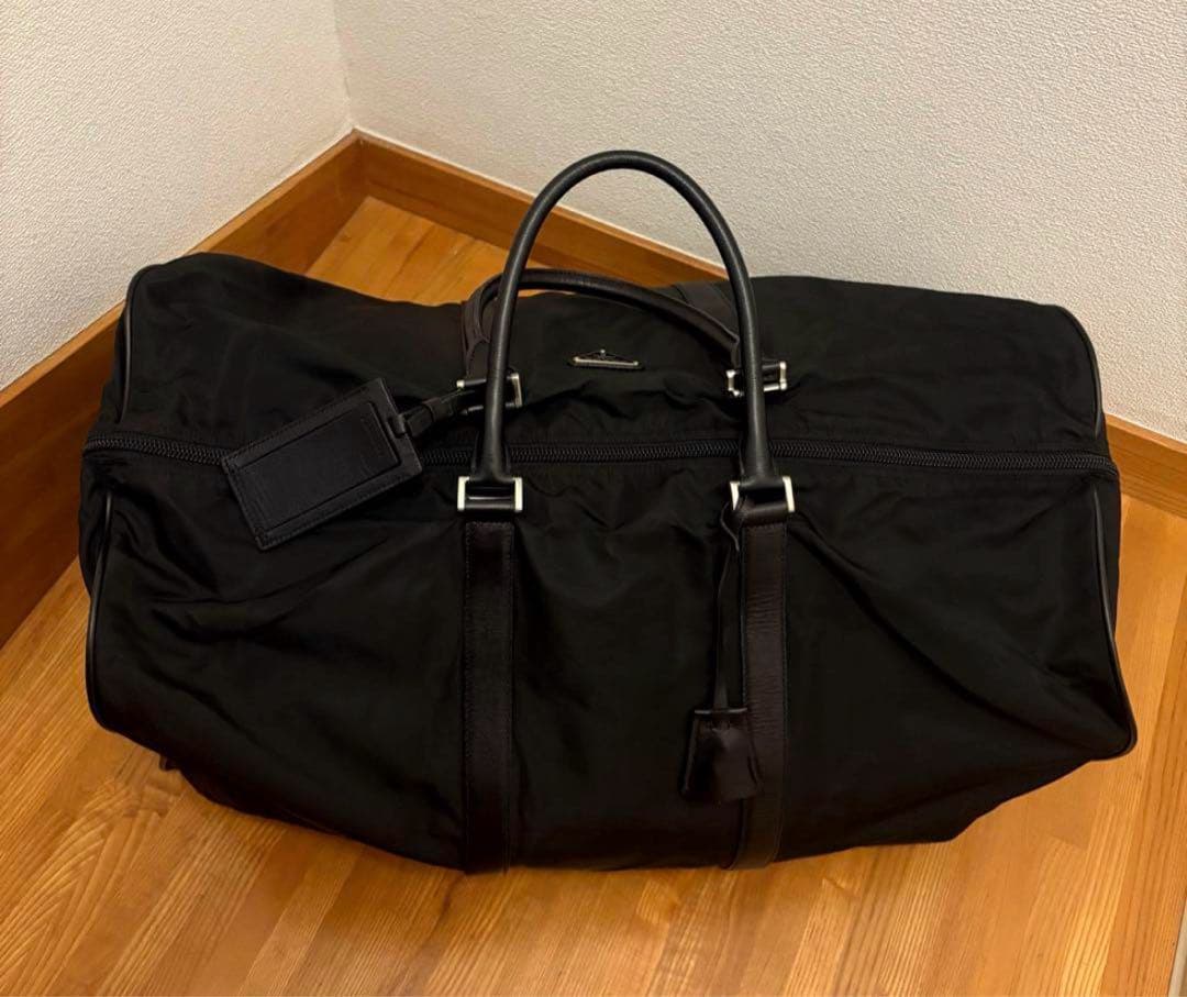 【美品】PRADA プラダ ボストンバッグ ナイロン×サフィアーノ