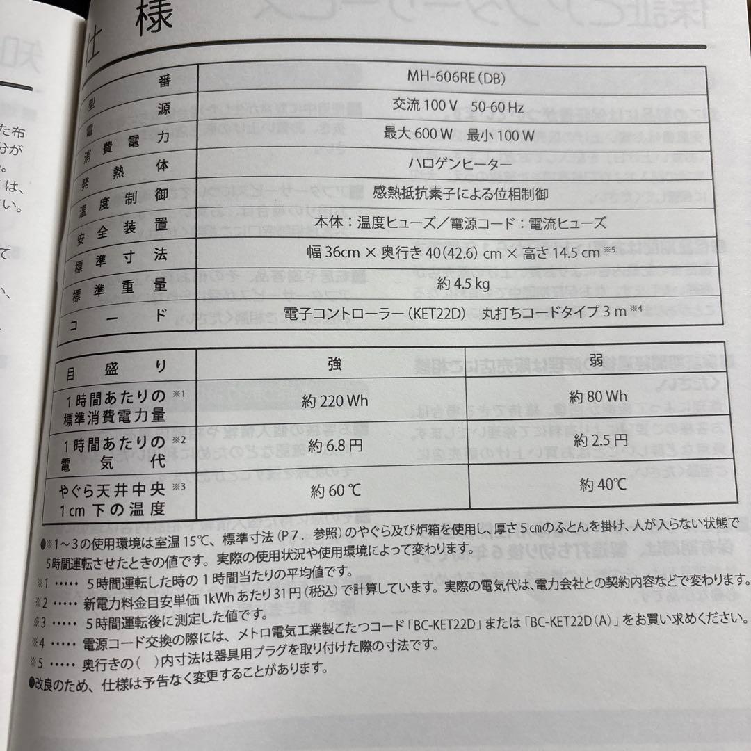 新品未使用品　METRO MH-606RE 堀こたつヒーター
