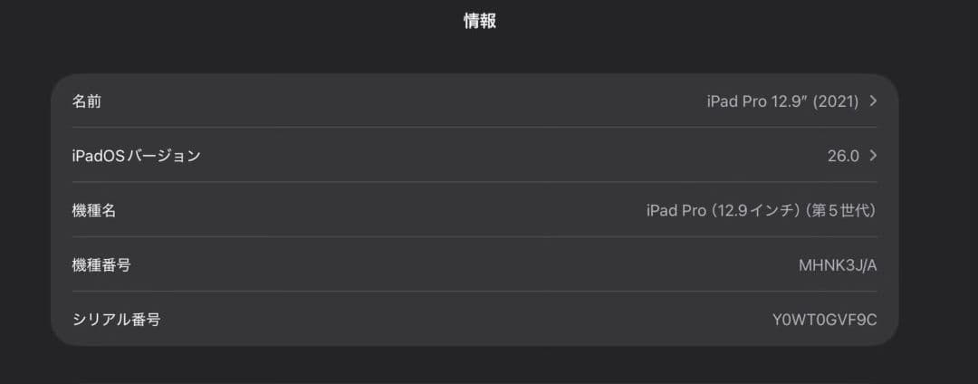iPad Pro 12.9インチ (第5世代) 512GB スペースグレー