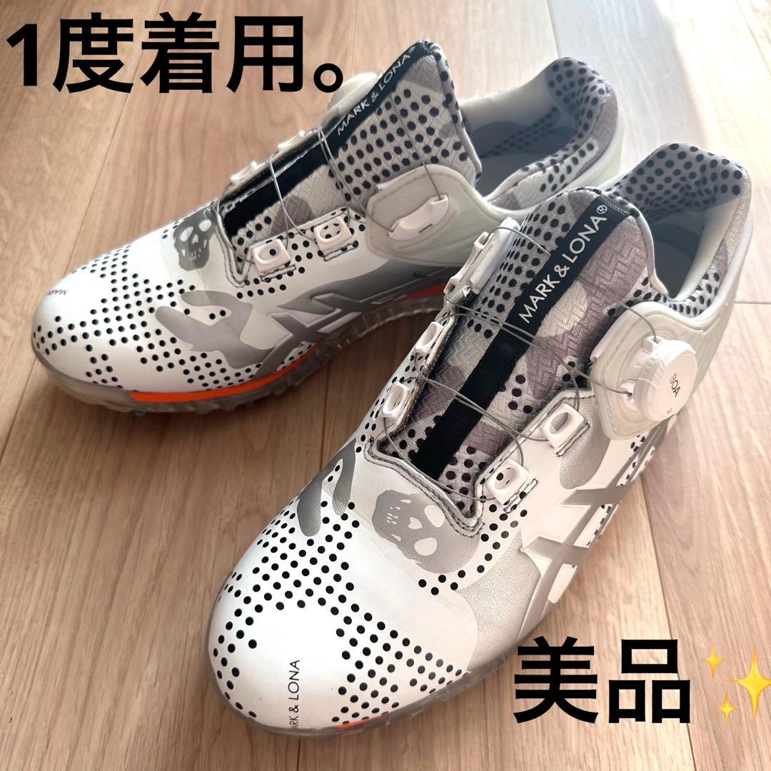 MARK & LONA ASICS コラボ ゴルフシューズ 白✖️シルバー26cm