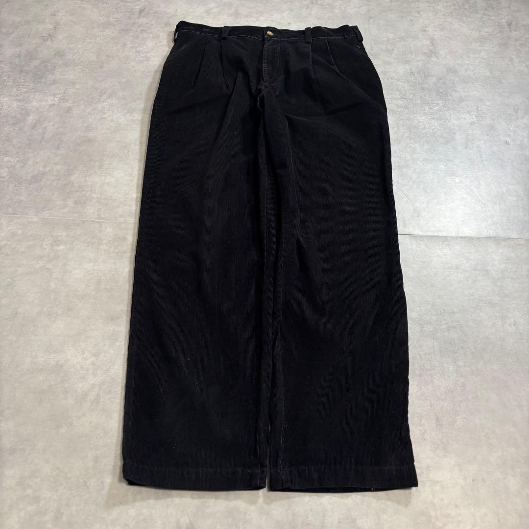 古着 90s〜 savane コーデュロイ パンツ ワイド ブラック 極太 黒
