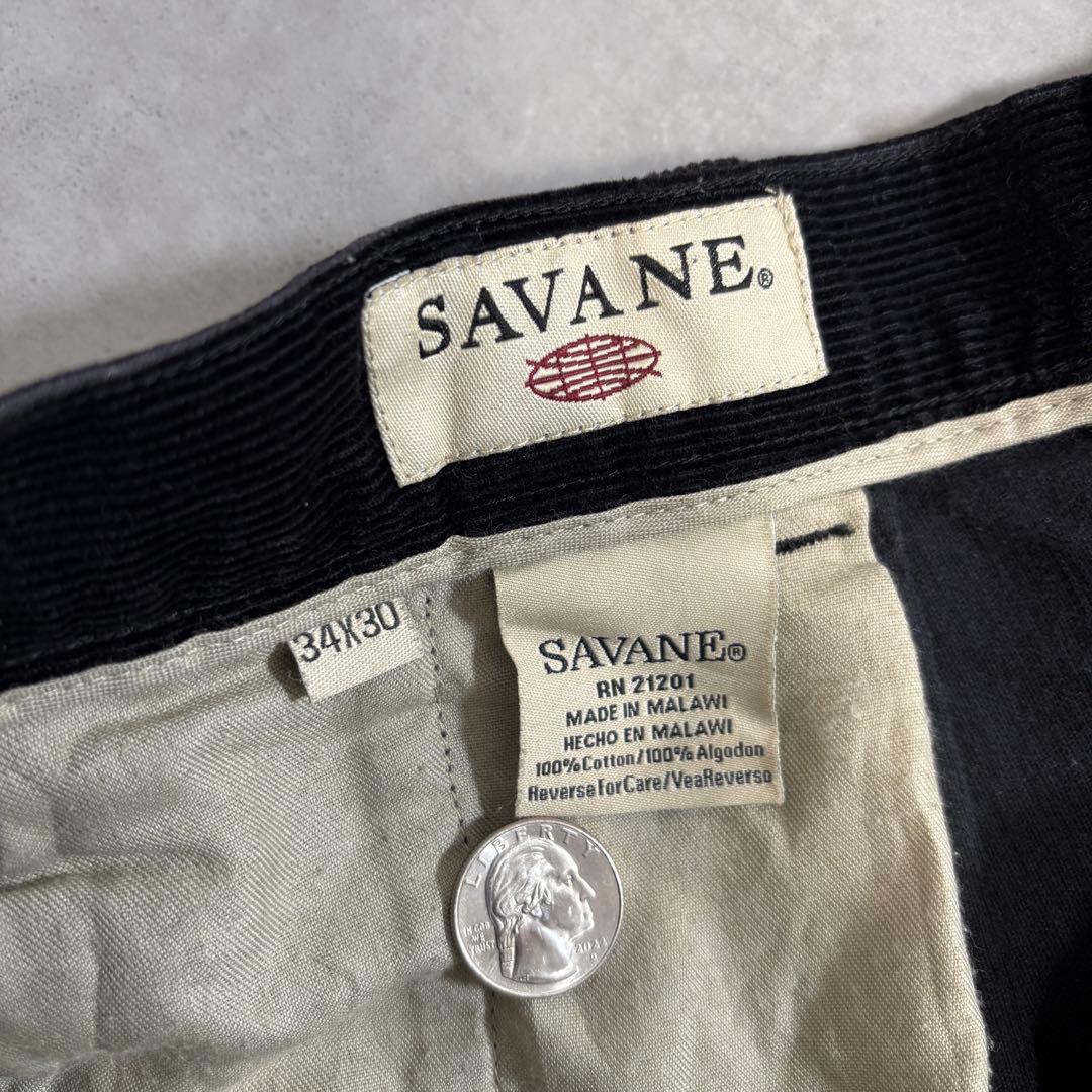古着 90s〜 savane コーデュロイ パンツ ワイド ブラック 極太 黒