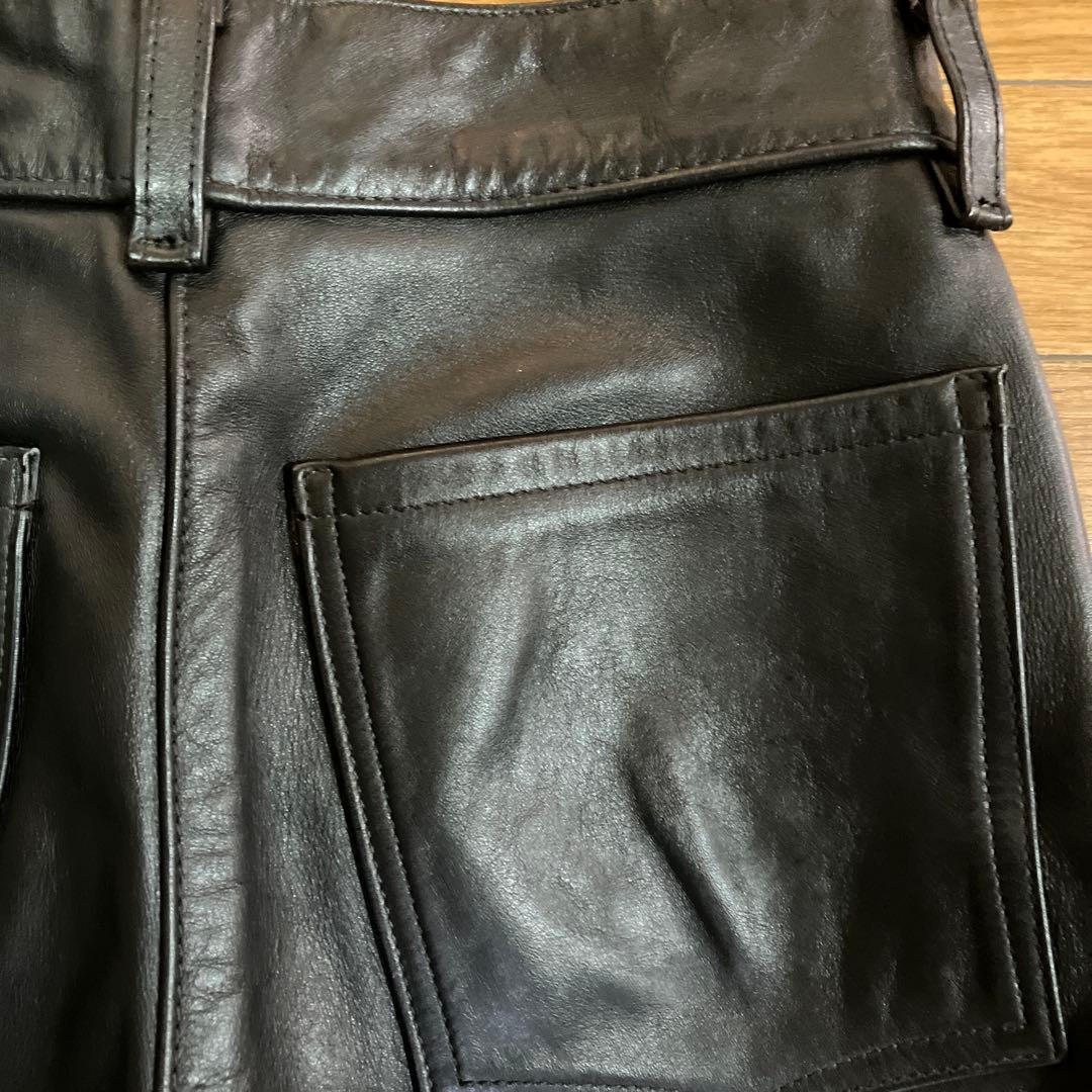 vanson 牛革ストレートレザー ブラックパンツ 31