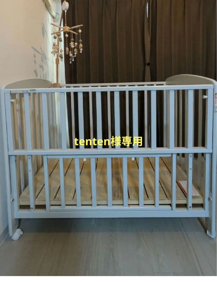 ベビーベッド ハイタイプ 床板すのこ 【カトージ(KATOJI)】メリー付き