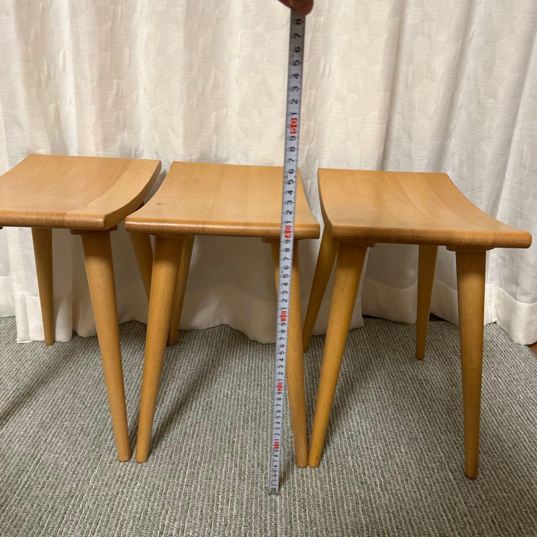 簡単組立　木製スツール 3個セット 椅子
