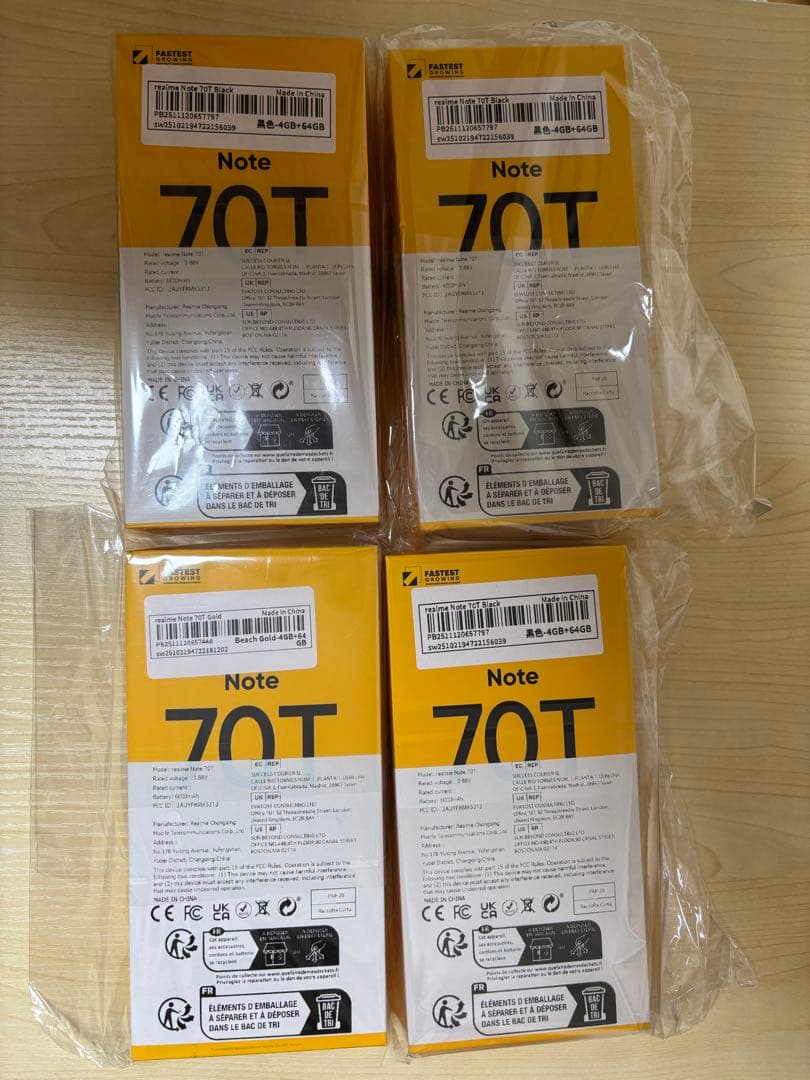 REALME NOTE 70T 本体 RAM 4GB+64GB 4台セット