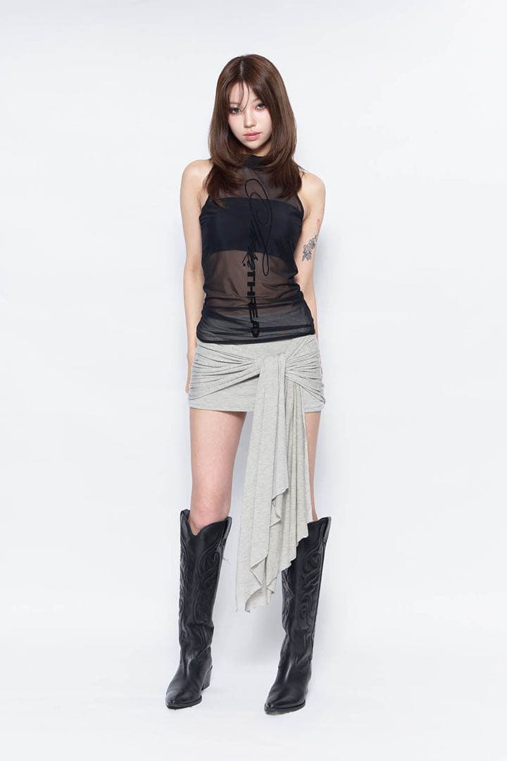 theredthread グレー S mini skort pareo